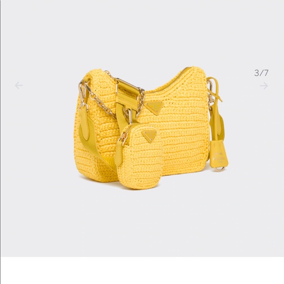 One week sale‼️ Prada Re-Edition 2005 yellow raffia bag - Picture 11 of 12